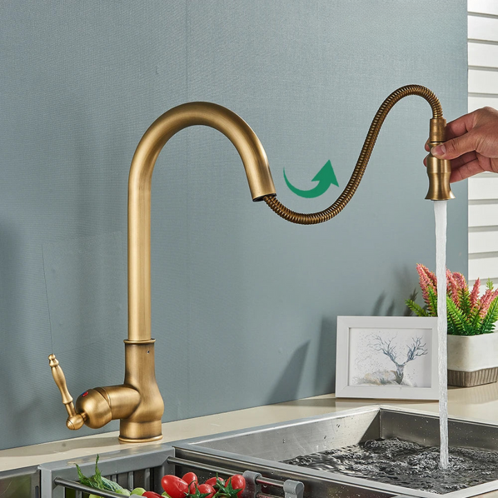 Skanto | VintageTap Antikk Messing Kjøkkenkran – Retro Stil Blandebatteri med Svingtut