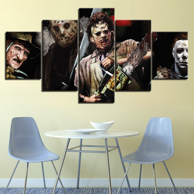 5 deler Iconic Monster og Killer - lerret vegkunst maleri | Skanto