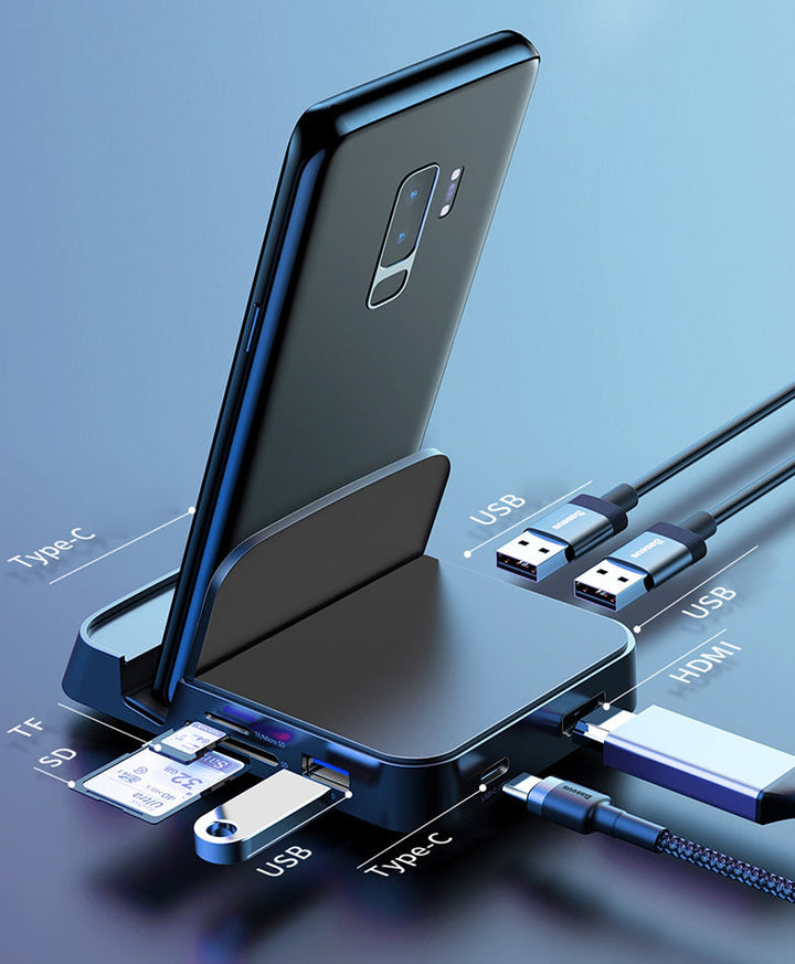 Skanto | 7-i-1 USB/Type-C Til HDMI HUB Dockingstasjon & Strømadapter