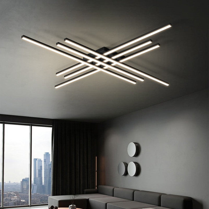Moderne lineær 4-hodet LED-taklampe (dimmbar, hvit eller svart)