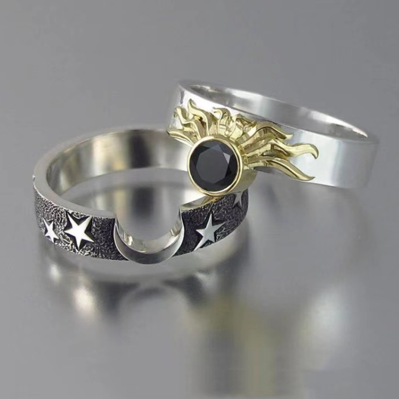 Skanto | Vintage Stjerne Måne Sol Ring Sett