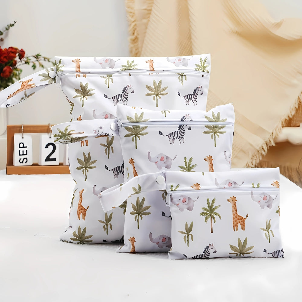 Norvo | Baby Zoo Safari Print Reusable Wet Dry Bag | 3pcs Sett