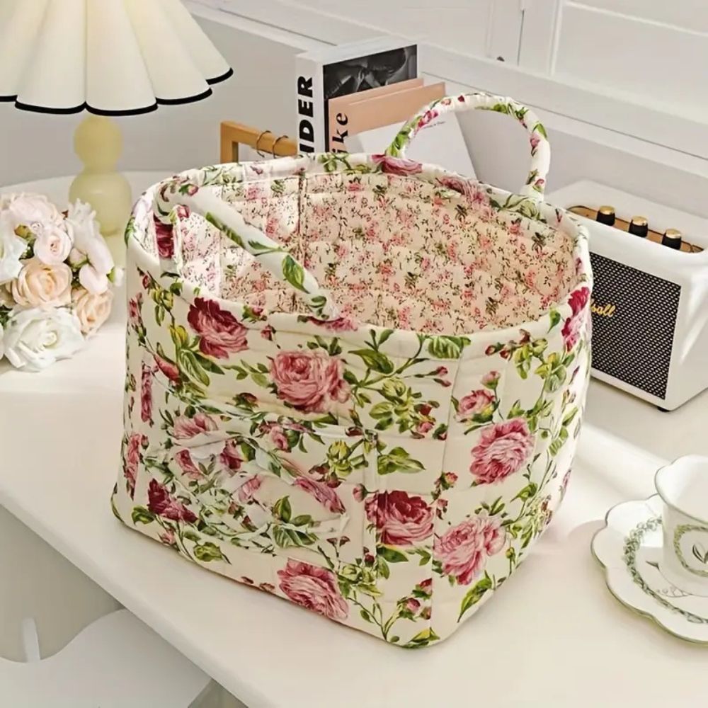 Skanto | Delikat Floral Canvas Oppbevaringskurv
