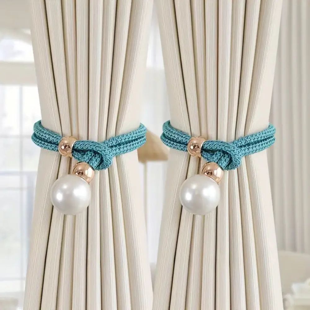 Skanto | Lyst Perle Gardin Snor Tilbake | 2 Pcs Sett