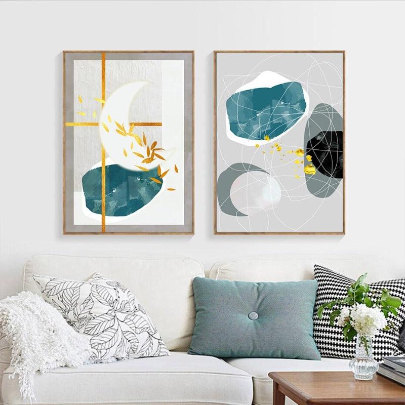 Geometriske Fargerike Design - Lerretsveggkunst Maleri