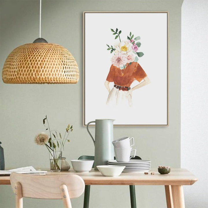 Rosa Trendy Kvinne Trykk Kvinner Mote - Lerret Veggkunst Maleri