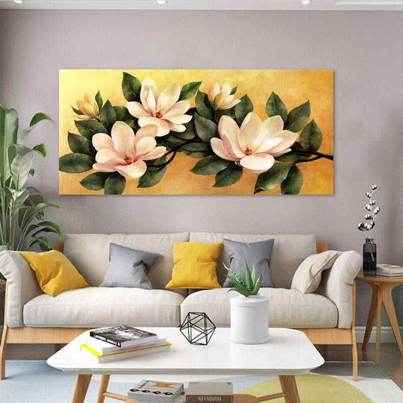 Vintage plakat med magnoliablomster – lerretsbilde