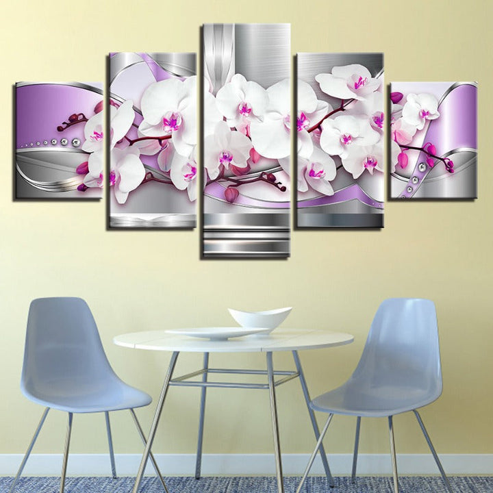 5 Styk Pink Hues Hvit Blomst - Lerret Veggkunst Maleri | Skanto