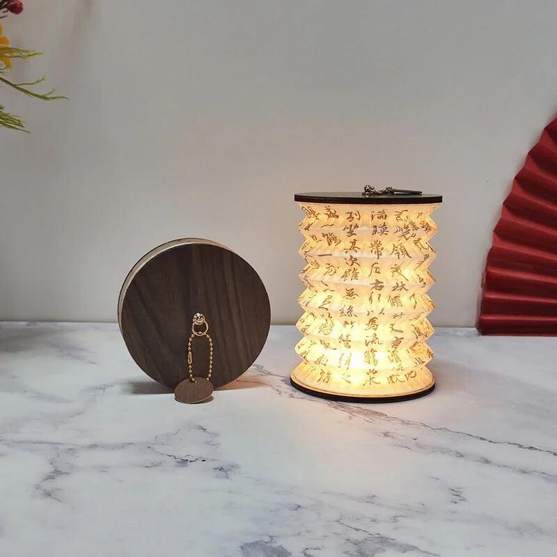 Japansk sammenleggbar bordlampe – Lantern lampe – USB ladbar – for soverom