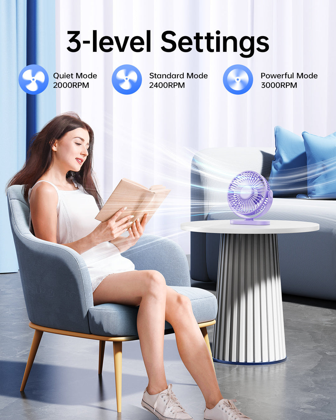 2-i-1 Krok & Skrivebord Vifte - 3-Hastigheter med 360° Rotasjon | Skanto