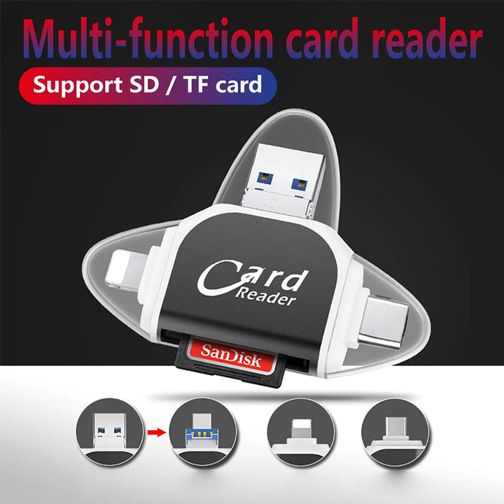 Skanto | Multi-Port 4 i 1 Universell SD TF Kortleser