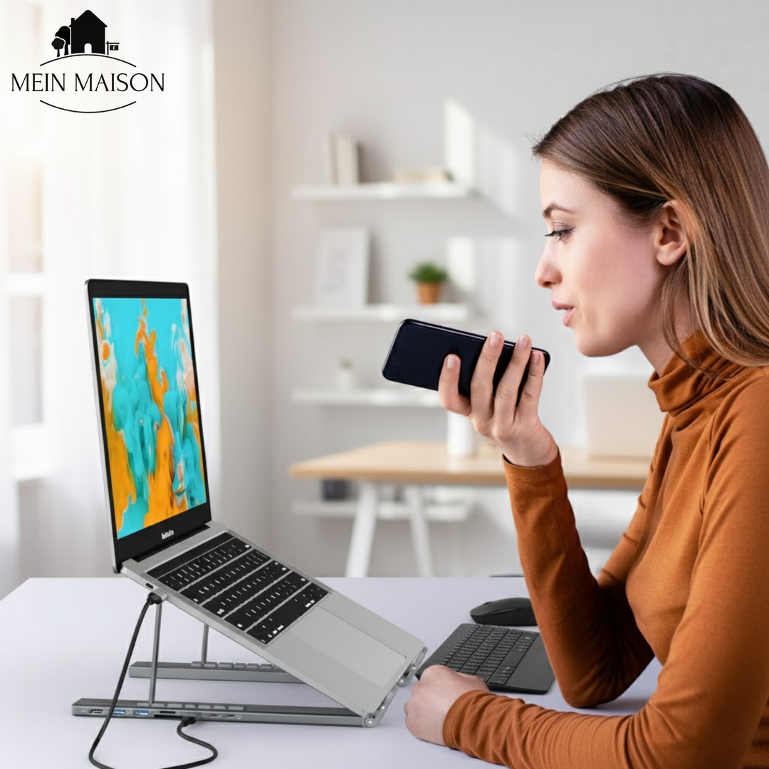 Skanto | ProDock Stand – 8-i-1 Laptop Riser og Hub kombinert!