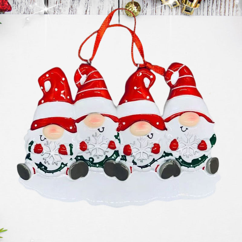 Skanto | 4 Navn-Egen Familie Jule X-mas Tre Dekorasjon Ornament med Navn-Dverger Familie