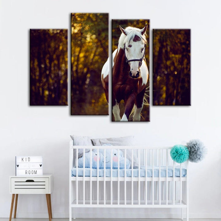 4 stk Courtly Overo hest - lerret veggkunst maling | Skanto
