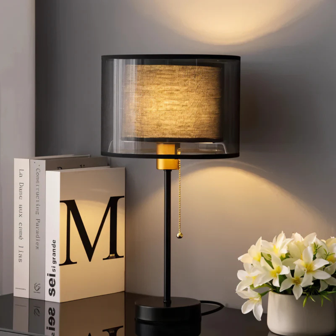 Skanto | Bordlampe med dobbel tekstilskjerm