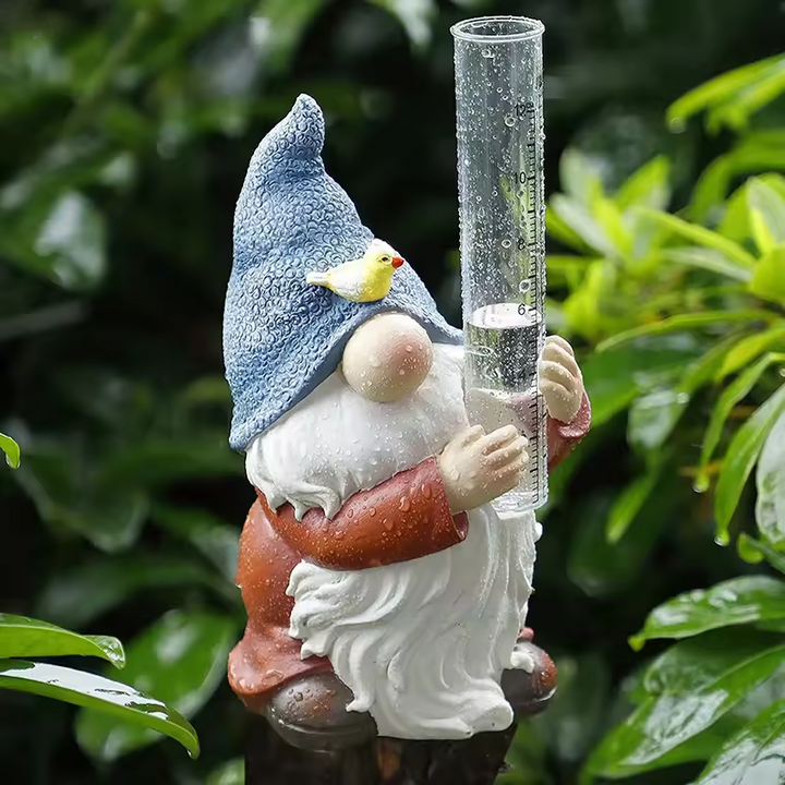 Skanto | Gnomisk Hage Statue med Harpiks Regnmåler