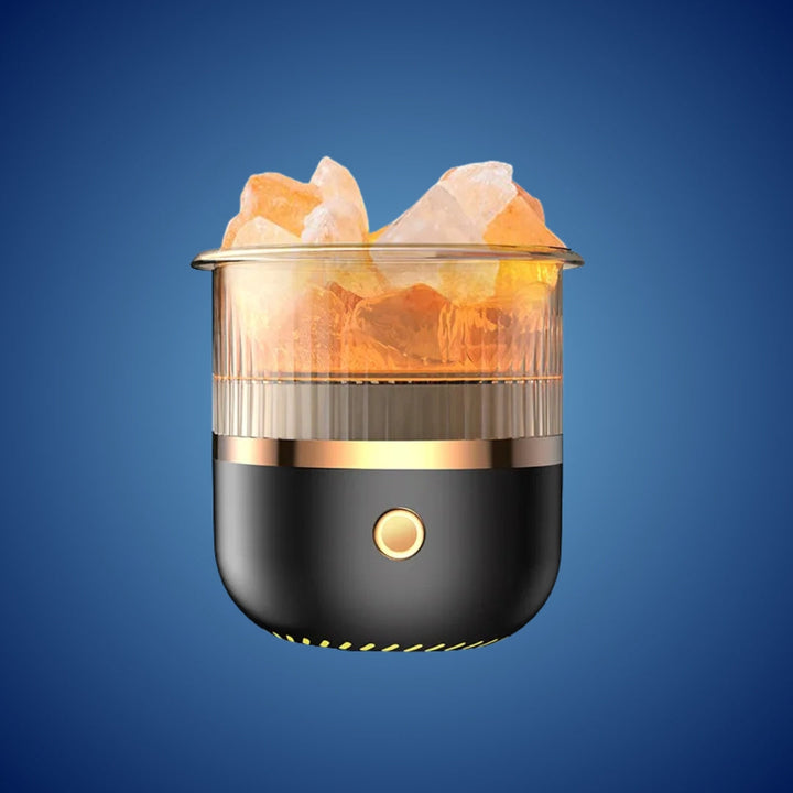 SereniGlow Crystal Salt Fuktighetsgiver | USB Aroma Diffuser – Nattlys & Luftrenser – For Avslapning, Stressreduksjon & Forbedret Luftkvalitet Skanto