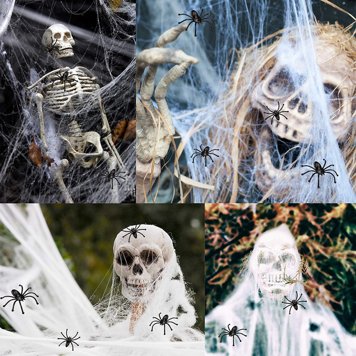 Skanto | Halloween Edderkopp Dekorasjoner, strekkbar edderkoppnett