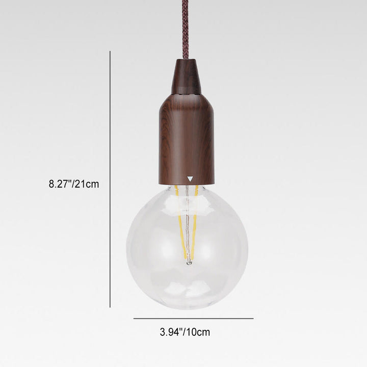 Retro bærbar, vanntett, rund trekjeglelampe med batteri og USB-tilkobling, 1 lyspære, ideell for camping og utendørsaktiviteter