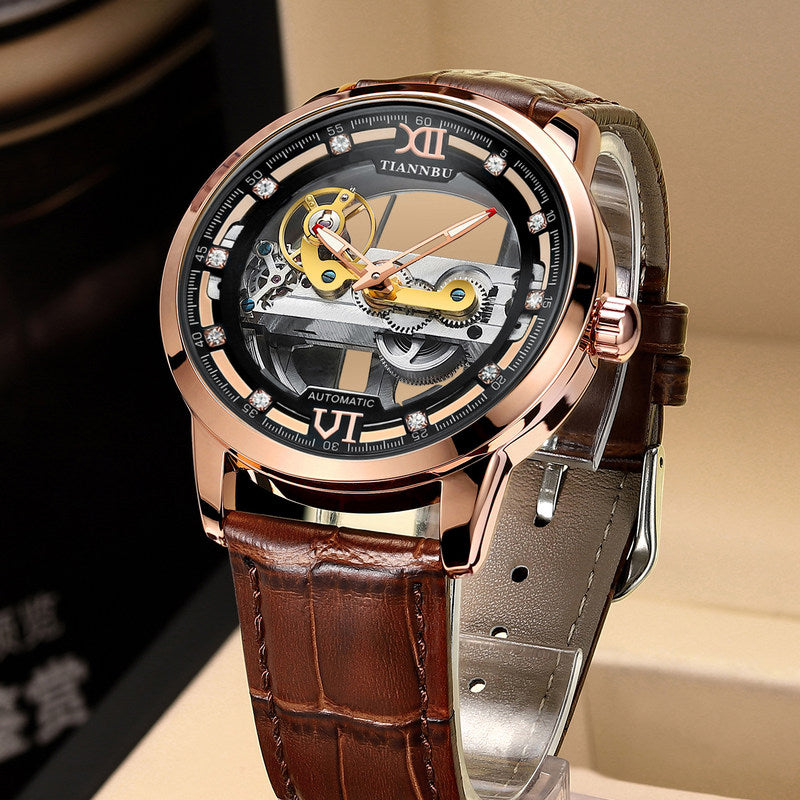 Skanto | Skeleton Tourbillon Ultra Tynn Automatisk Mekanisk Klokke
