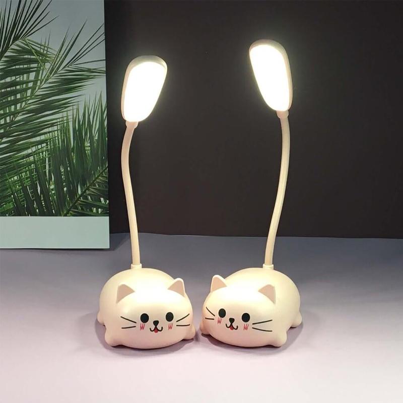 Skanto | Mini Tegneserie Katt LED Øyevern Leselampe USB Oppladbar Skrivebordlampe
