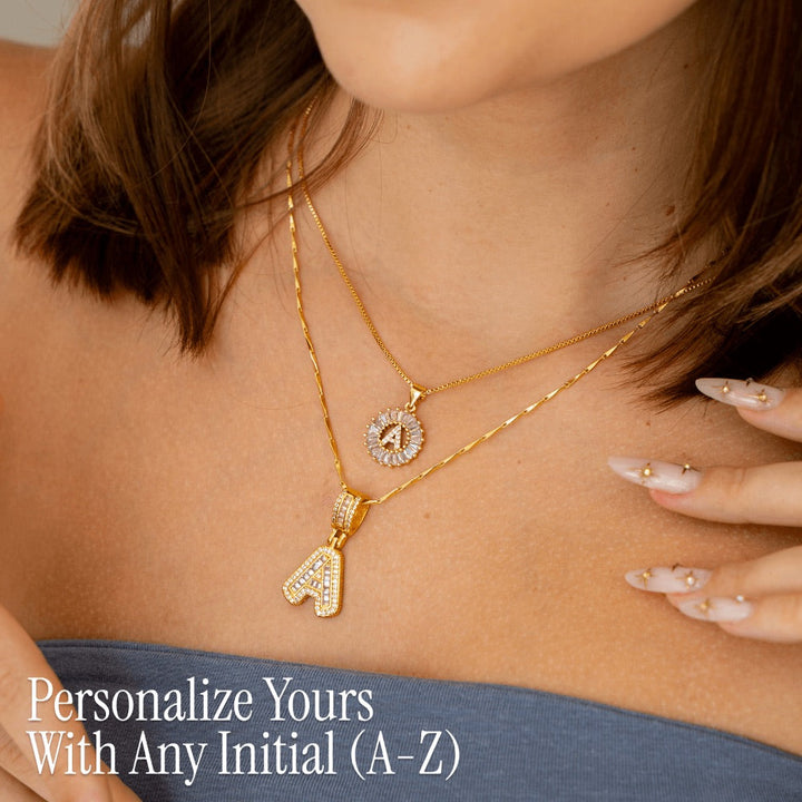 Skanto | 2pc 14k Diamant Bokstav Initial Halskjeder