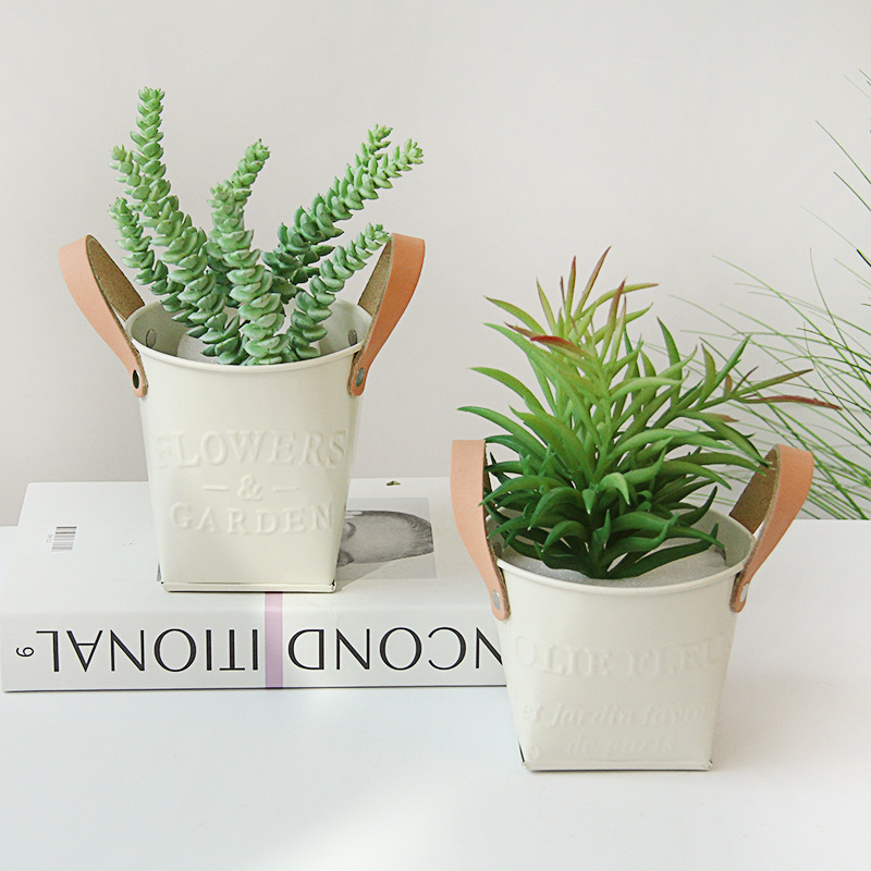 Skanto | Dekorative plantepotter med lærhåndtak – blomsterpotter for hjem og hage
