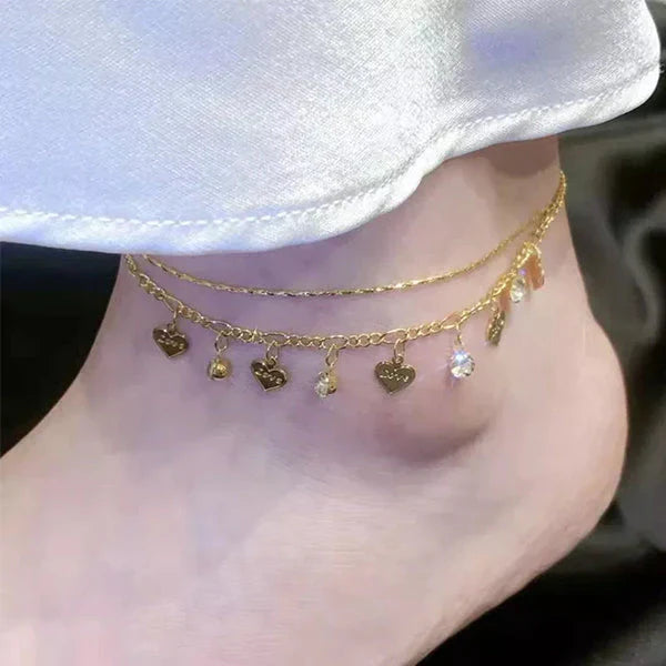 Skanto | Krystallbesatt ankelkjede med diamantfringer