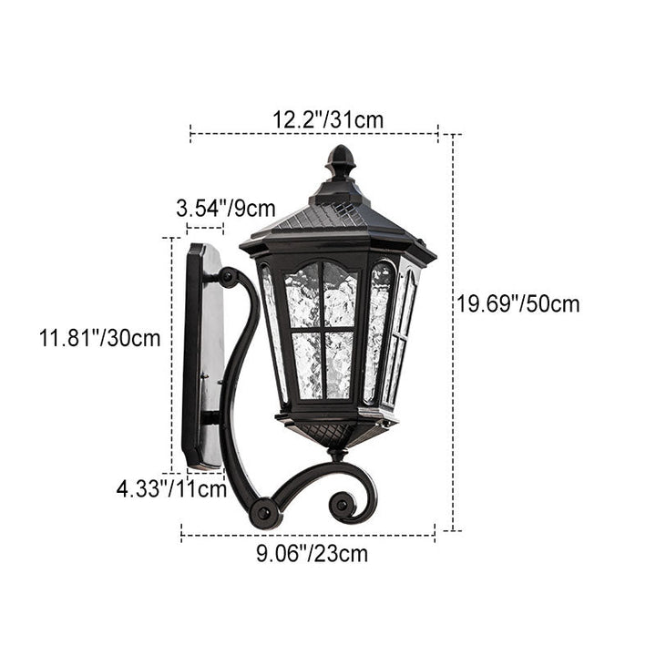 Europeisk utendørs lantern aluminium glass vanntett 1-lys vegglampe | Skanto