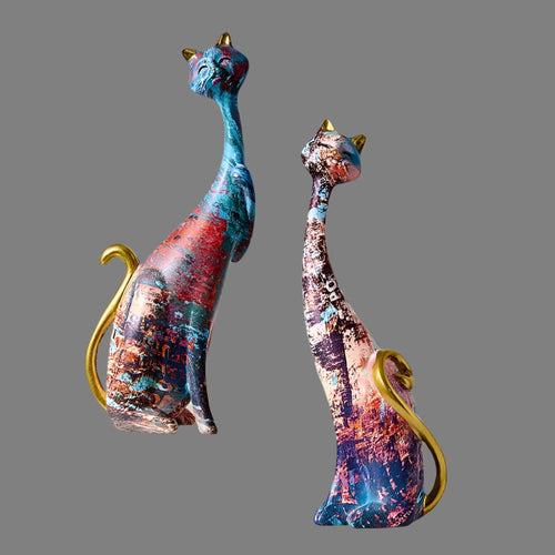 Minimalist Cat Sculpture Duo for Modern Decorative Accents Skanto