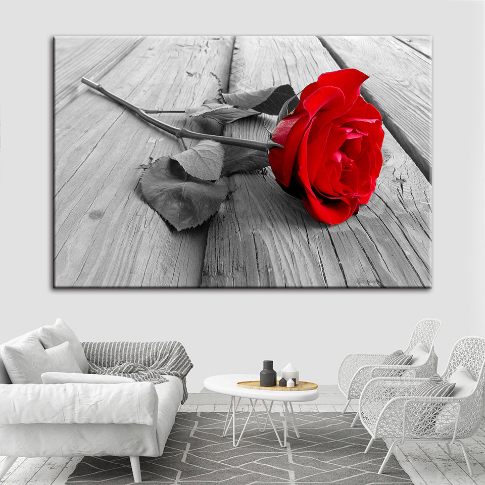 Lonely Rose - Lerret Veggkunst Maleri