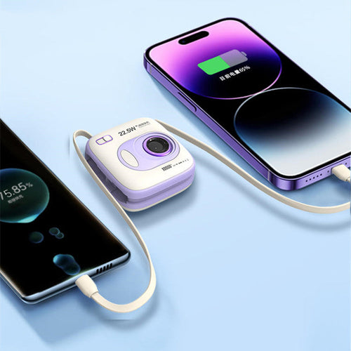 Skanto | Dual Fast Charge Digital Display Slim 10000mAh Bærbar Strømbank Med Innebygde Kabler