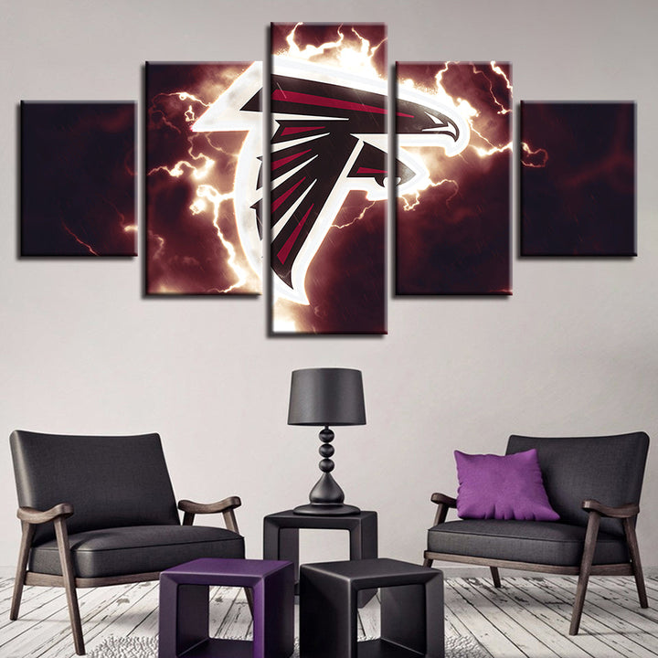 Elektrisk Atlanta Falcons Logo 5 deler - Lærred Veggkunst Maleri