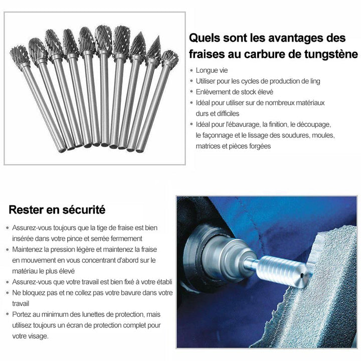 Tungsten Carbide Slipeskaft (10 PCS) | Skanto