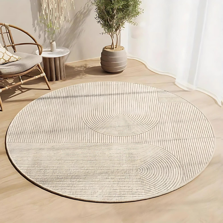 Rund teppe i skandinavisk design – Modern antiskli teppe for stue og soverom | Skanto