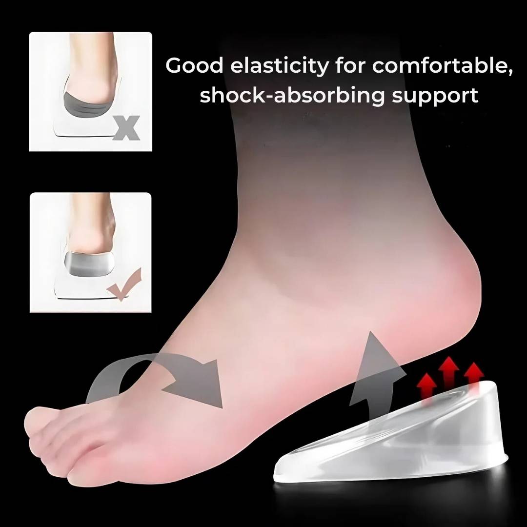 LiftComfort Silikon Gel Hæløkningsinnlegg | Høydeøkning - Smertelindring for Plantar Fasciitis - Støtdemping - Bedre Holdning Skanto