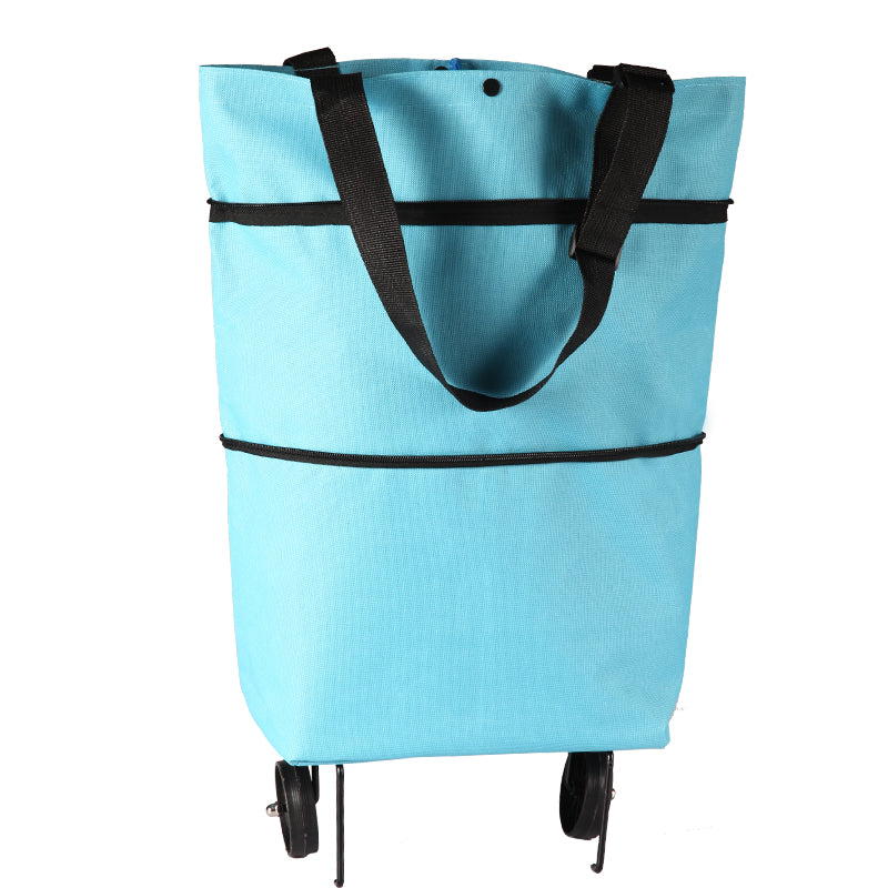 Skanto | Gjenbrukbar Handlevogn / Tote Bag med Sammenleggbare Hjul, Justerbar Stropp, Tjukk Bunn og Stor Kapasitet, Til Handle, Utendørs og Mer