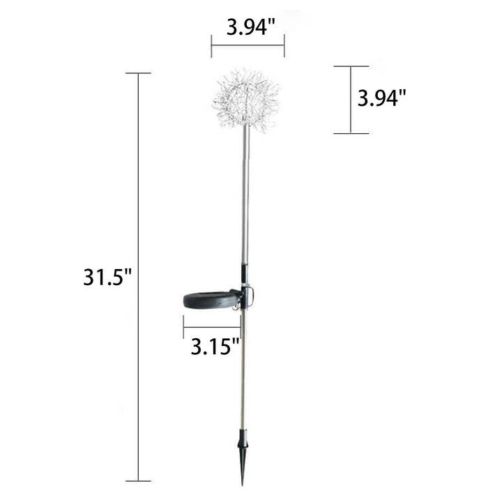 Solcelledrevet LED-kulelampe av løvetann laget av aluminiumstråd, vanntett, for utendørs bruk, for planting i hagen, bakkelys