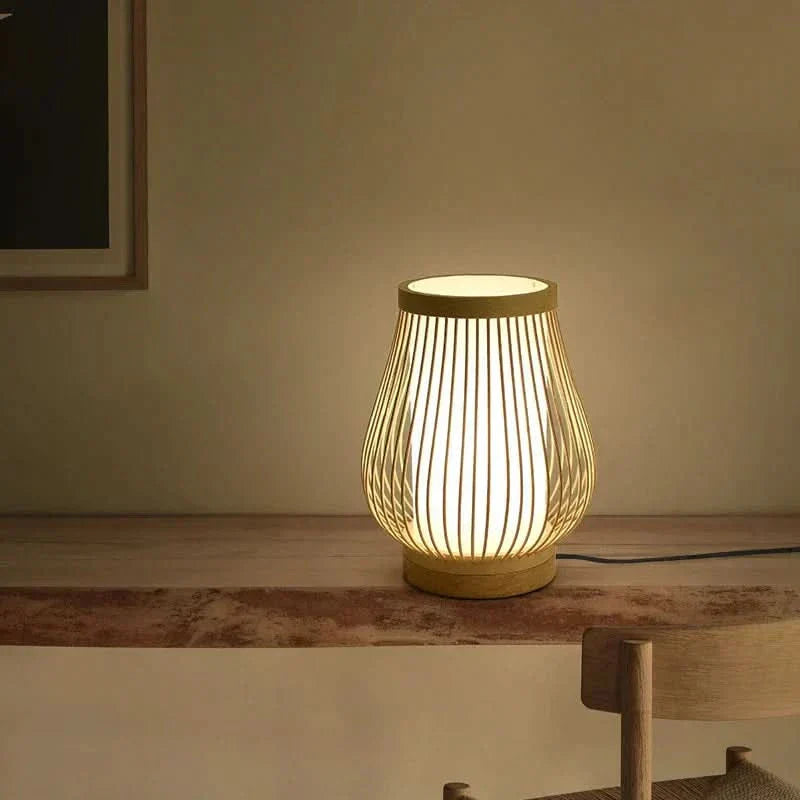 Skanto | Japansk Bambus Bordlampe med Varmt Lys