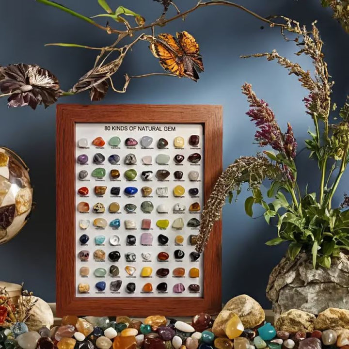 Skanto | 80 Mineral Spesimen Rammet Boks