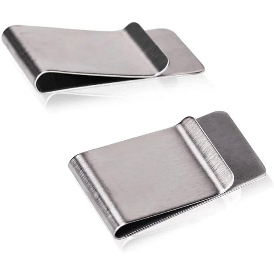 Skanto | Elegant Stål Kortholder & Pengerklips - 2-Pack