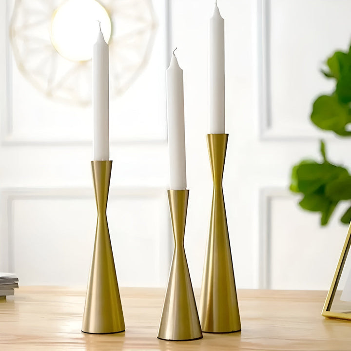 Eleganter nordischer Kerzenständer aus Messing für die Taille | 3-teiliges Sett