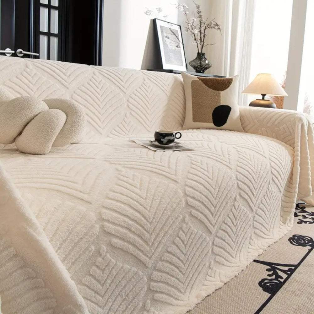 Skanto | Herringbone Leaf Design Fleece Sofa Cover