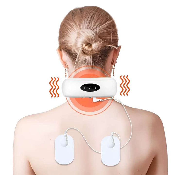 NeckEase | Vibrerende Nakke Massager – Smertelindring – Bærbar Design – Lindrer Stive Muskler – Stress & Spenningslindring Skanto