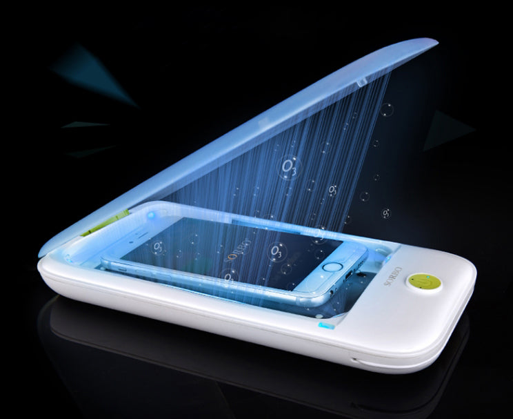 Skanto | Bærbar Multifunksjonell UV Mobiltelefon Sterilisator, med UV/Ozon Dobbel Sterilisering, for Øredobber, Hodetelefoner, Masker, Klokker og Mer