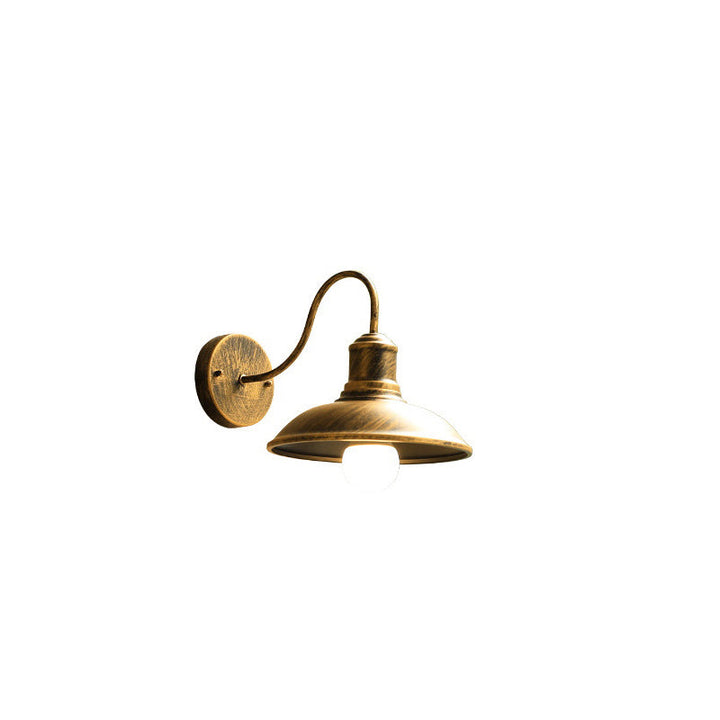 Retro Loft Dome Jern Utendørs Vanntett Vegglampe med 1 Lyskilde og Buet Arm