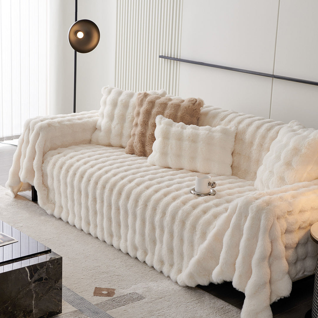 Luksus Ripple Faux Fur Sofa Deksel - Moderne, Stilig & Holdbar Sofa Beskyttelse | Skanto