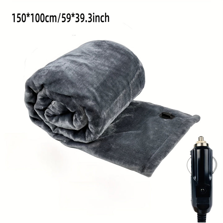 12V Oppvarmet Bilteppe - Mykt Flanellteppe med Overoppheting Beskyttelse for Bil og Camping | Skanto