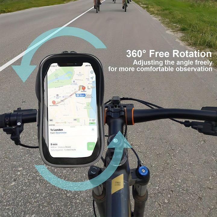 Skanto | Vanntett telefonholder for sykkel og motorsykkel – 360° roterbar og passer for 4.5–6.4 tommer