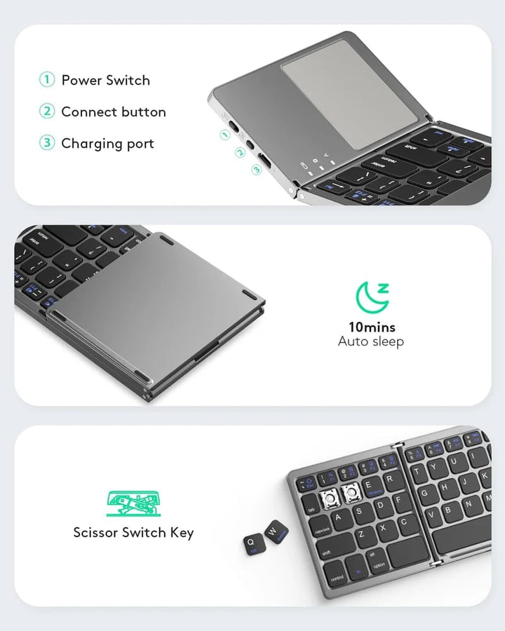 Skanto | Sammenleggbar Bluetooth-tastatur med berøringspad